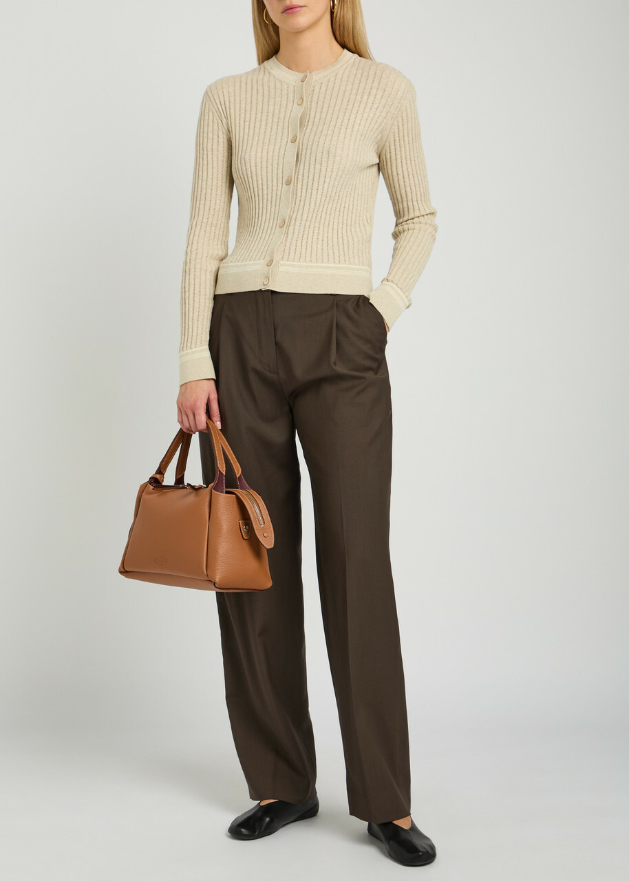 Tods Striped Trims Cotton-knit Cardigan Beige
