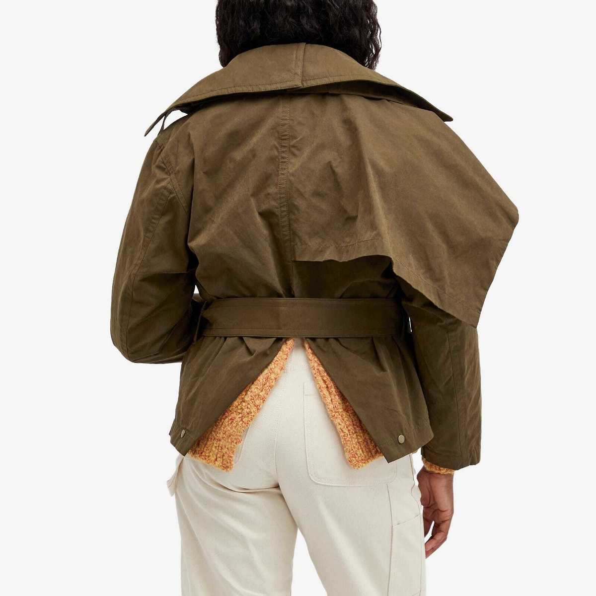 TOGA Women's Polyester cotton short trench coat in Khaki