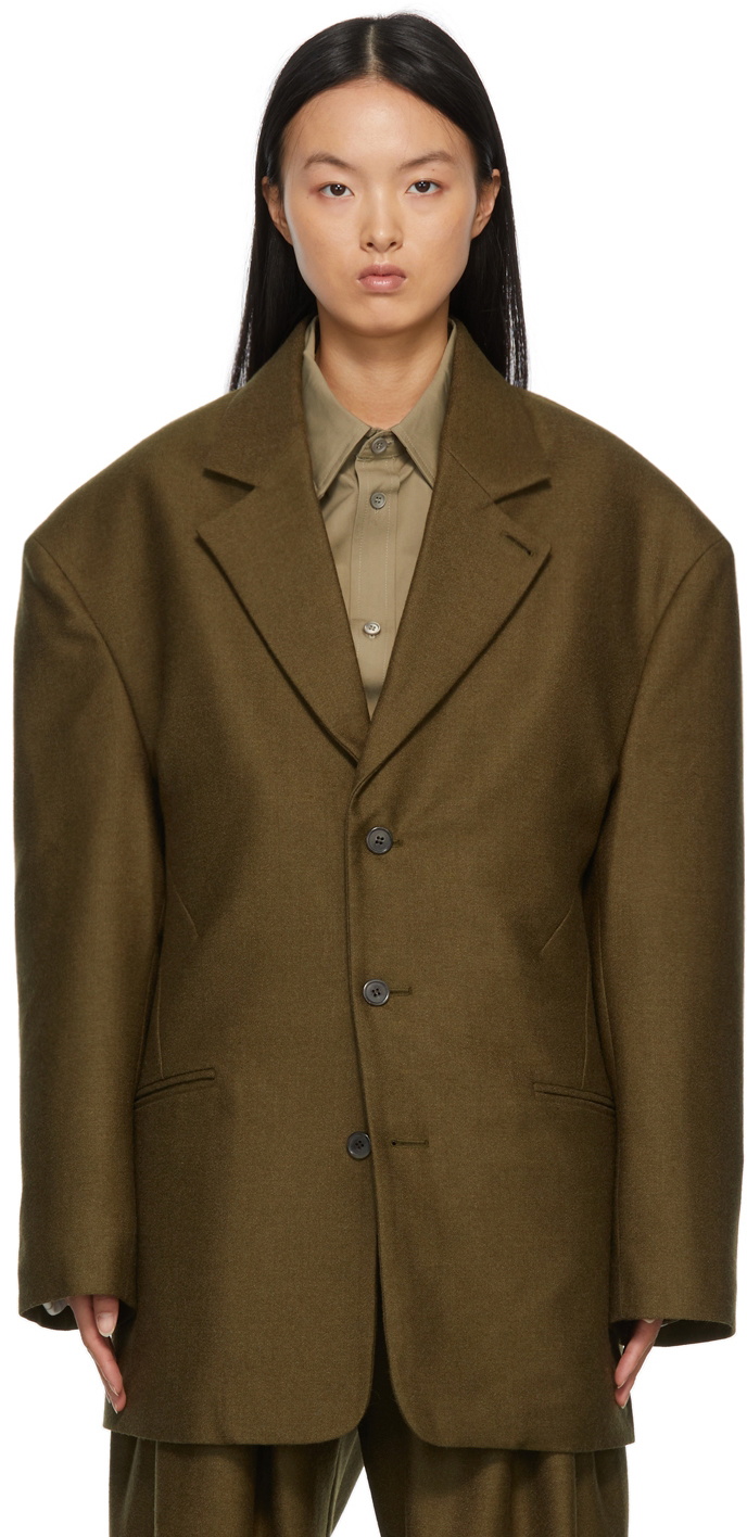 Hed Mayner Khaki Dropped Shoulder Single-Breasted Jacket Hed Mayner