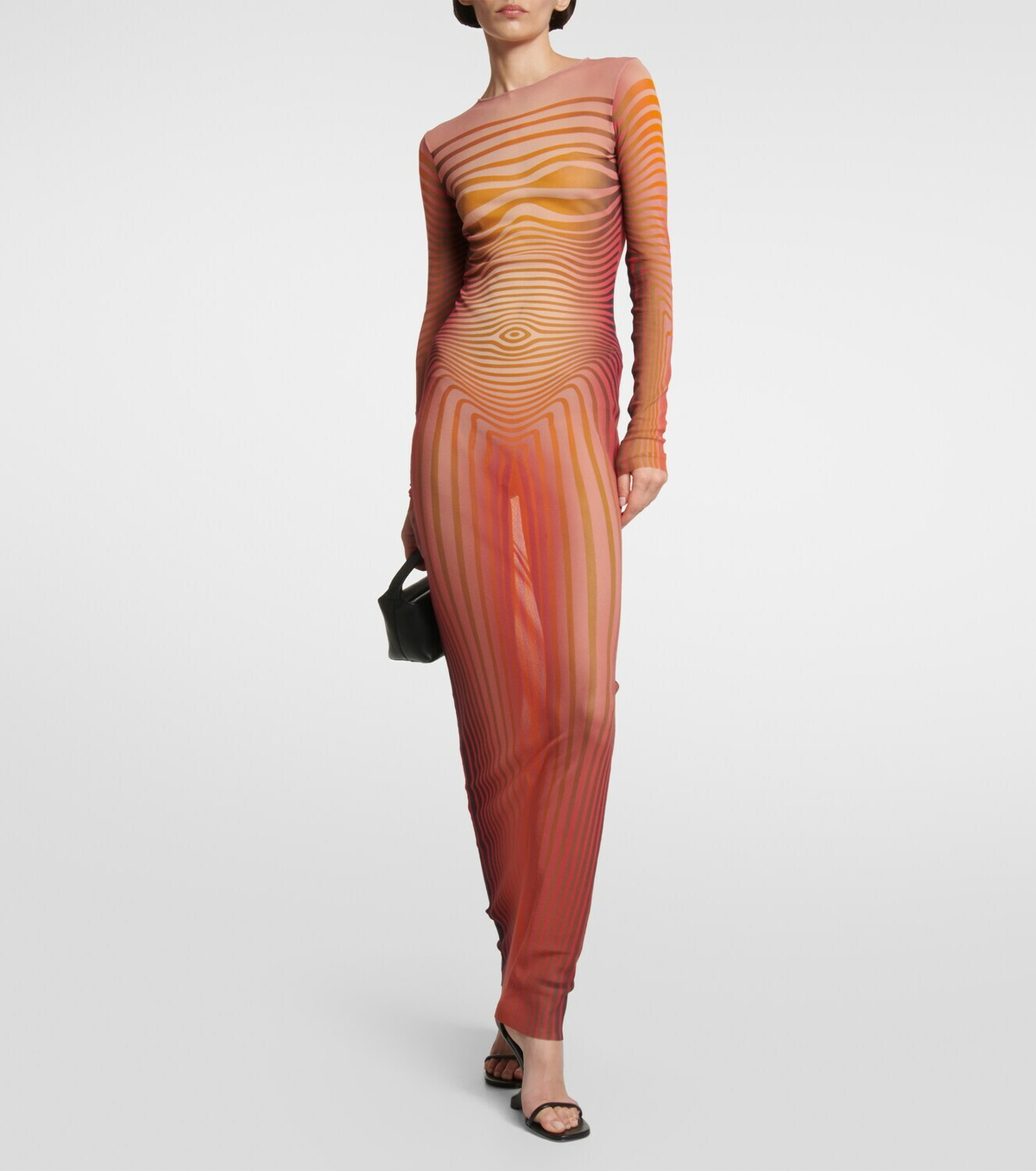 Jean Paul Gaultier Striped mesh maxi dress Jean Paul Gaultier