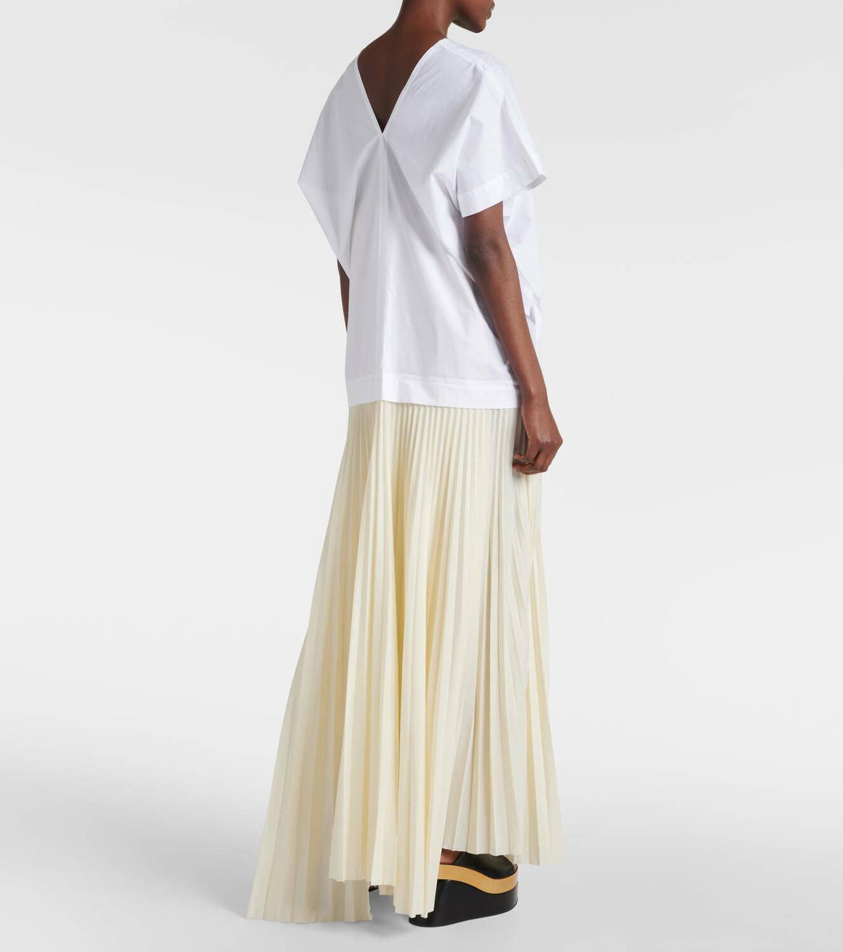 Plan C Pleated cotton-blend maxi dress