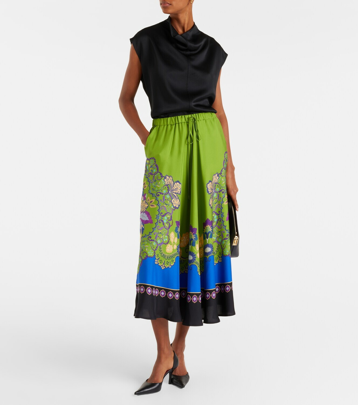 La DoubleJ Printed silk midi skirt