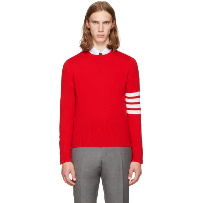 Photo: Thom Browne Red Classic Crewneck Pullover