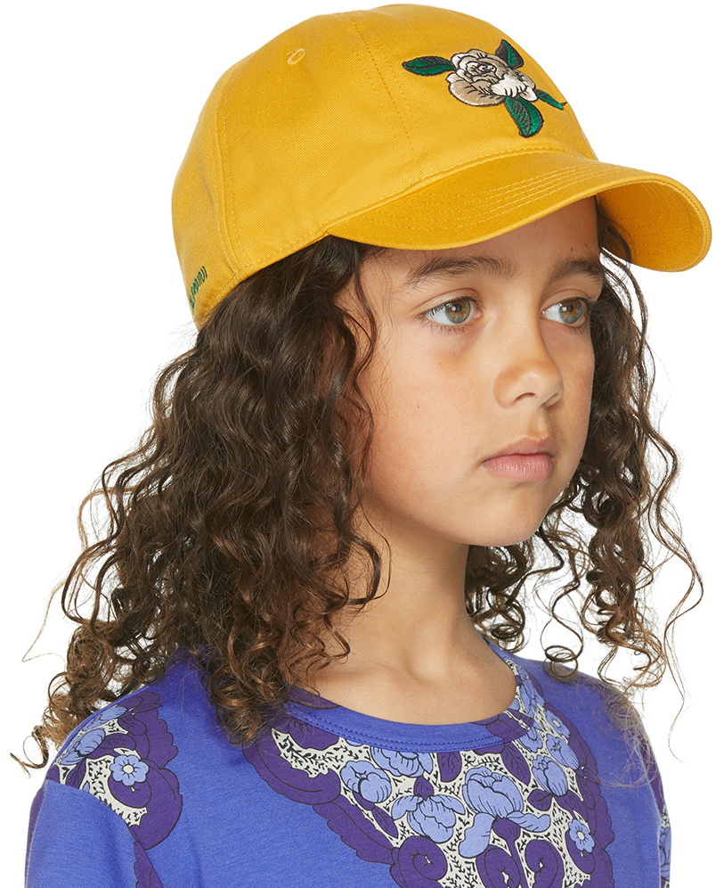 ★Mini Rodini★Baby-Kids コットン＆メッシュサンハット/Yellow Mini Rodini Kids Yellow Rose Cap Mini Rodini