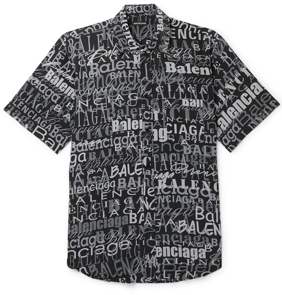 Balenciaga - Logo-Print Silk Crepe de Chine Shirt - Black Balenciaga