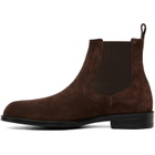 BOSS Brown Suede Elasticated Panels Chelsea Boots