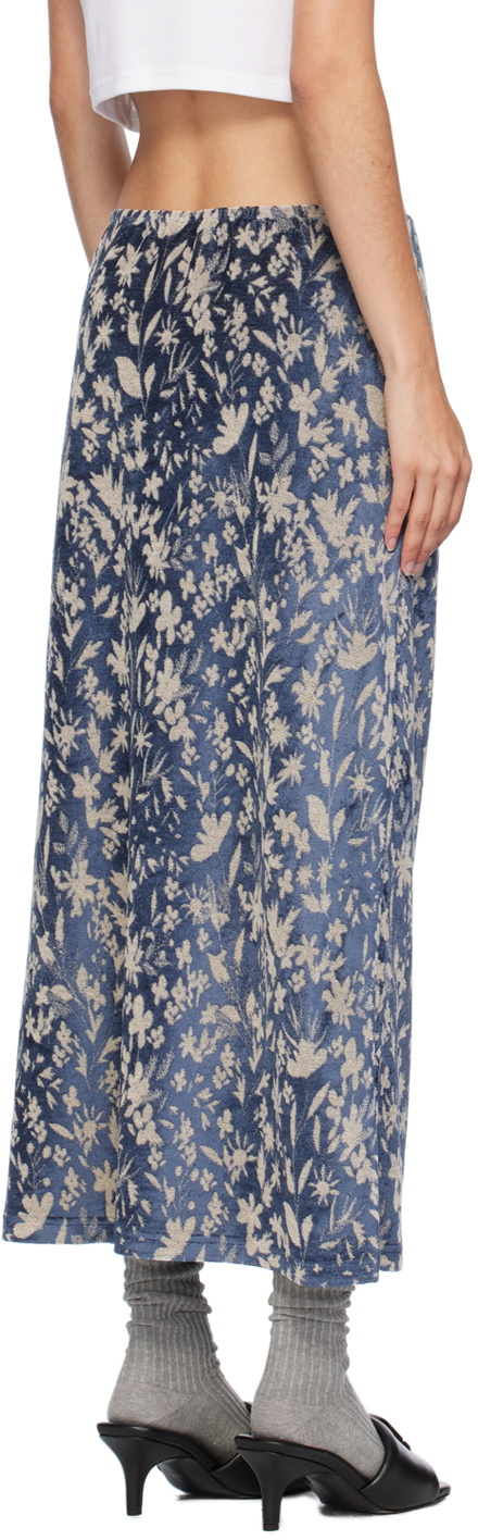 Anna Sui Blue Bluebell Slit Maxi Skirt