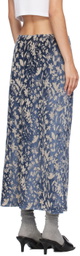 Anna Sui Blue Bluebell Slit Maxi Skirt