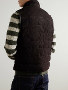 Mr P. - Leather-Trimmed Padded Quilted Suede Gilet - Brown