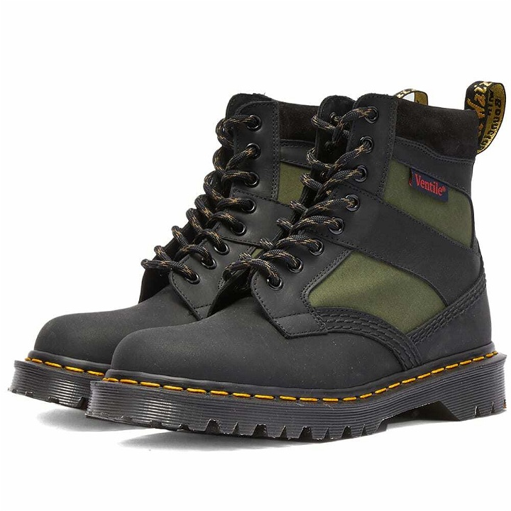 Photo: Dr. Martens Men's 1460 Padded PNL 8-Eye Boot - Made in England in Black Dockyard/Olive Ventile