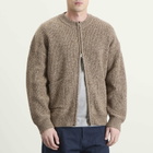 FrizmWORKS Men's Tweed Wool Deck Zip Cardigan in Brown