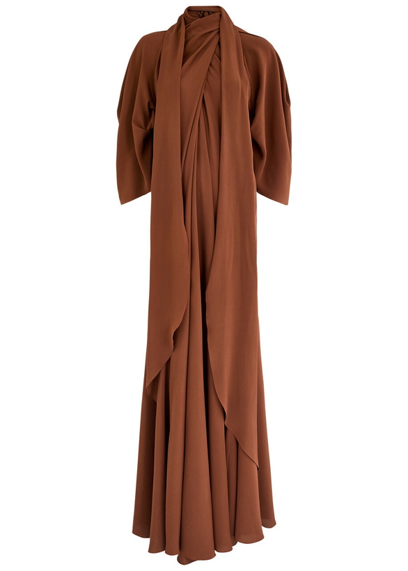 Photo: Petar Petrov The Ghost Who Walks Draped Silk Maxi Dress Brown