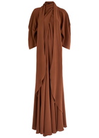Petar Petrov The Ghost Who Walks Draped Silk Maxi Dress Brown