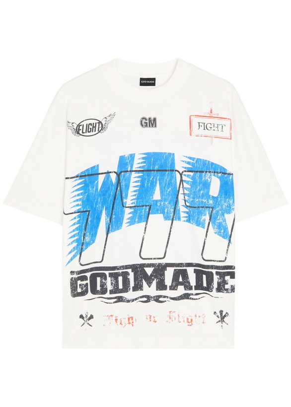 Photo: God Made War Printed Cotton T-shirt Off White