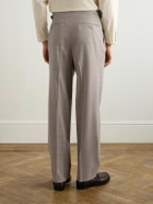 Stòffa - Wide-Leg Pleated Wool Suit Trousers - Brown
