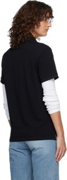 AMI Paris Black Cotton Ami de Coeur Polo