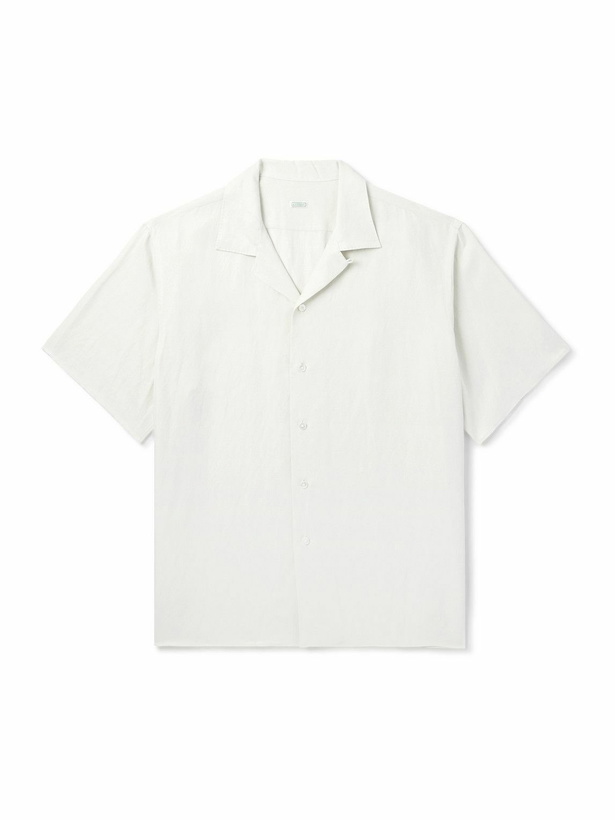 Photo: A.PRESSE - Convertible-Collar Silk and Linen-Blend Shirt - Neutrals