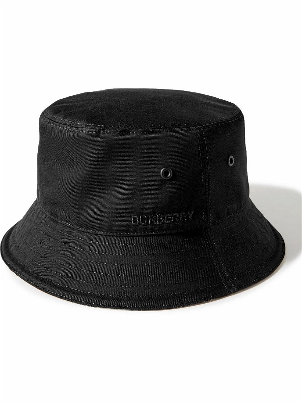 Photo: Burberry - Logo-Embroidered Cotton-Gabardine Bucket Hat - Black
