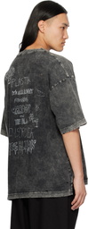 Maison MIHARA YASUHIRO Black Distressed Cat Print T-shirt