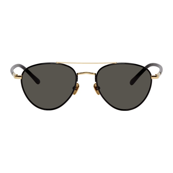Photo: Linda Farrow Luxe Black and Gold Brodie C1 Sunglasses