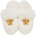 Versace White Faux-Fur Palazzo Slippers