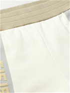 FENDI - Tapered Logo-Jacquard Loopback Jersey Sweatpants - Neutrals