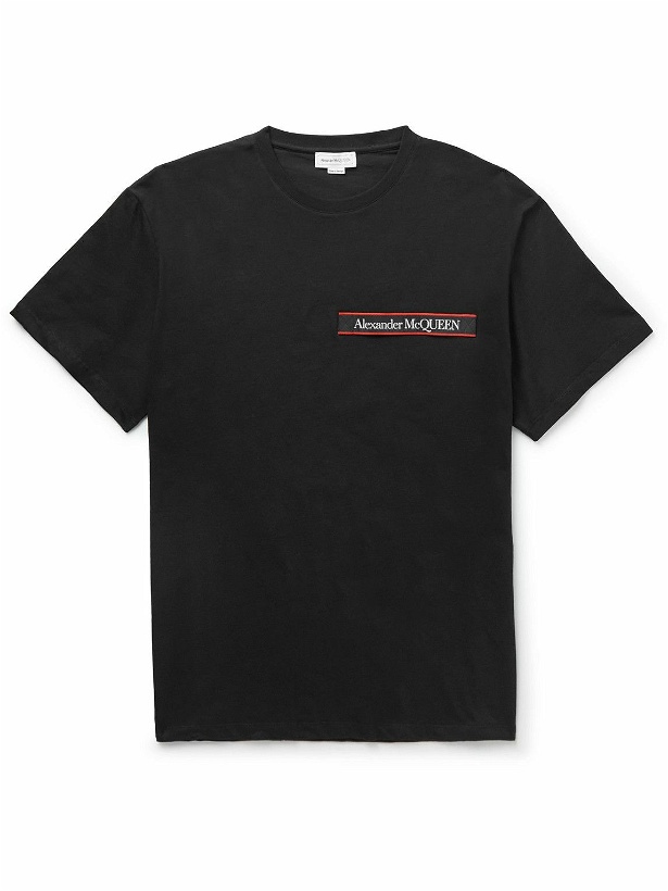 Photo: Alexander McQueen - Logo Webbing-Trimmed Jersey T-Shirt - Black