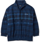 Balenciaga - Oversized Checked Cotton-Flannel Bomber Jacket - Blue