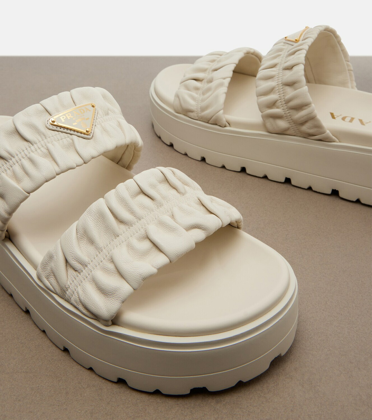 Prada Matelassé leather platform sandals
