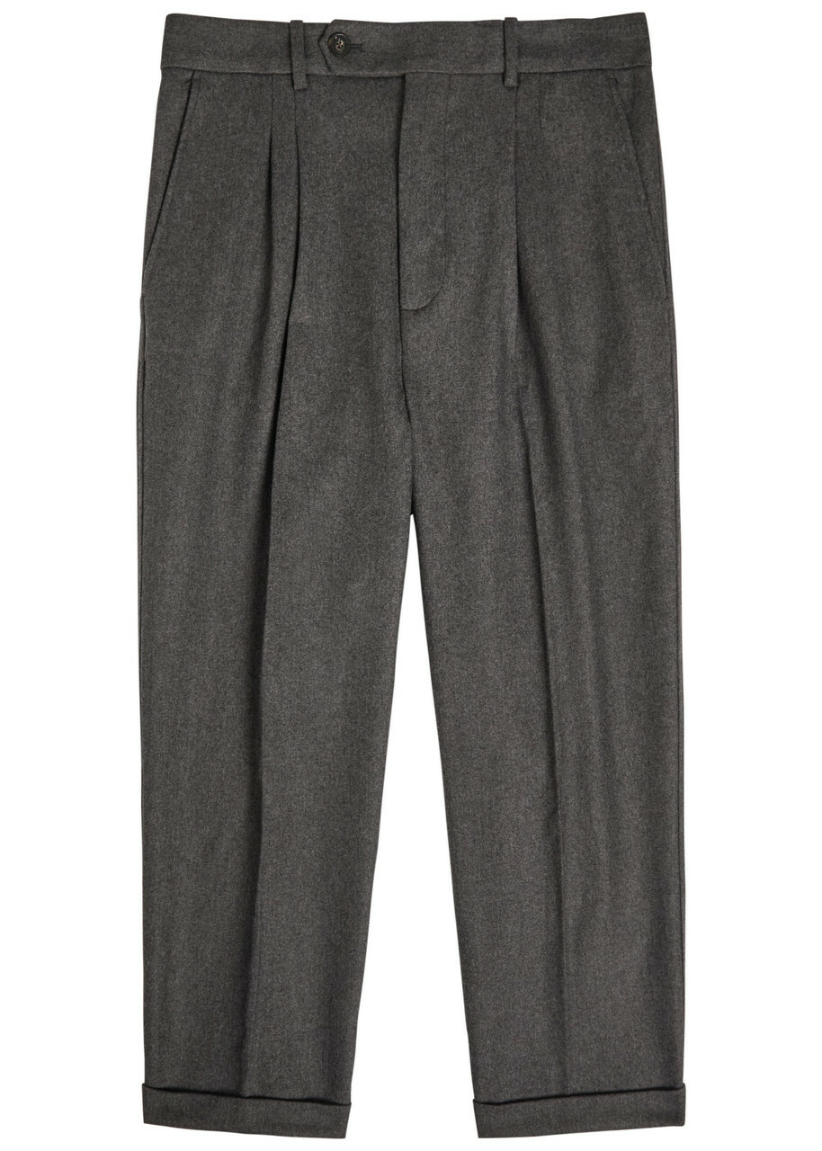 DRÔLE DE Monsieur Le Pantalon à Plis Turn-up Wool-blend Cropped Trousers Grey