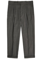 DRÔLE DE Monsieur Le Pantalon à Plis Turn-up Wool-blend Cropped Trousers Grey