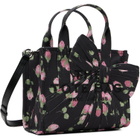 Marc Jacobs Black Vintage Floral Canvas Oversized Bow Small Tote