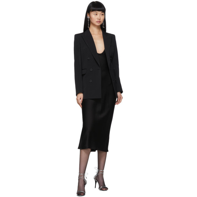 ワンピース Saint Laurent SS22 Black satin dress (680636Y6A41 1000) Saint Laurent Halter Neck Maxi Dress in Noir | FWRD