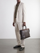 Serapian - Suede-Trimmed Full-Grain Leather Briefcase