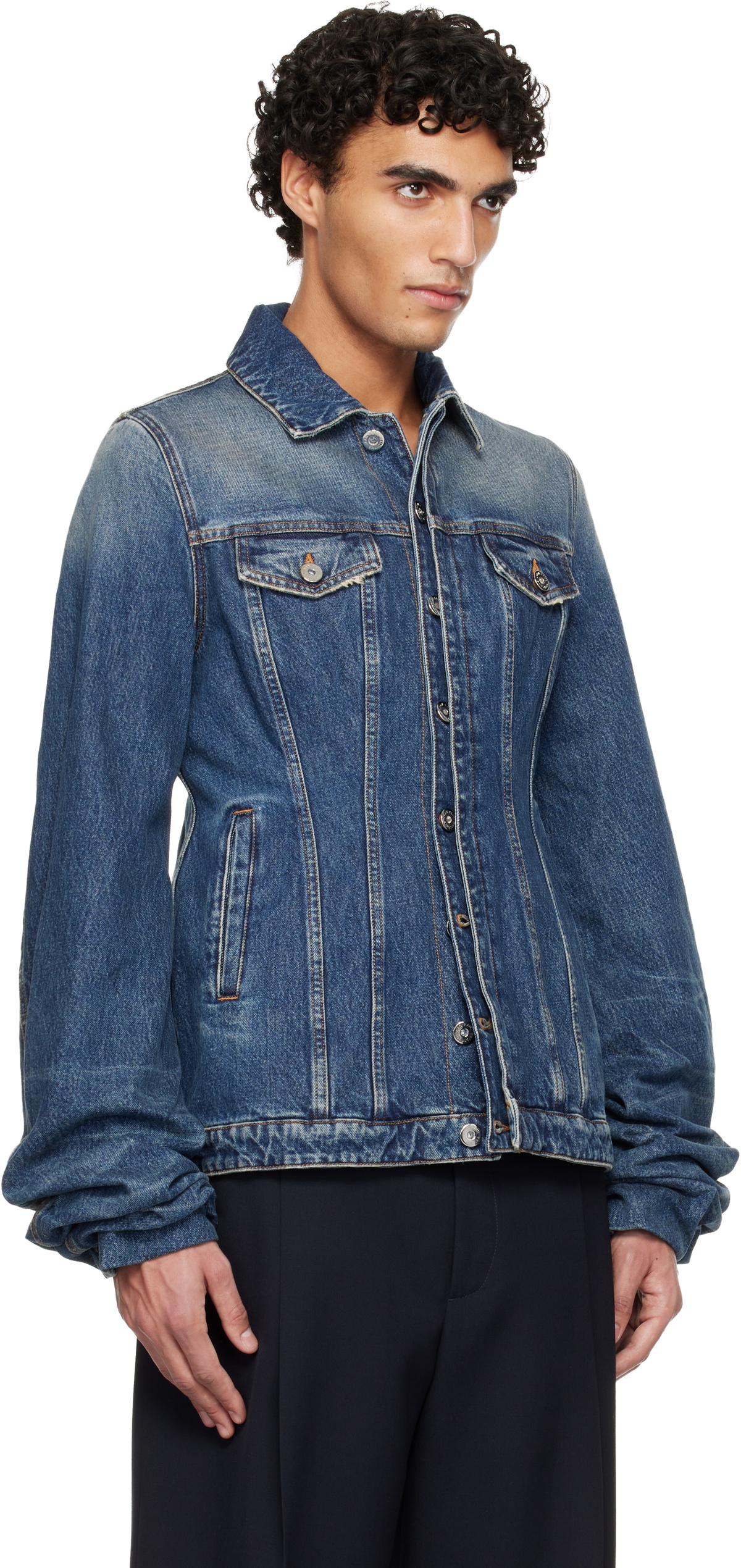 Jean Paul Gaultier Blue Oversized Sleeves Denim Jacket