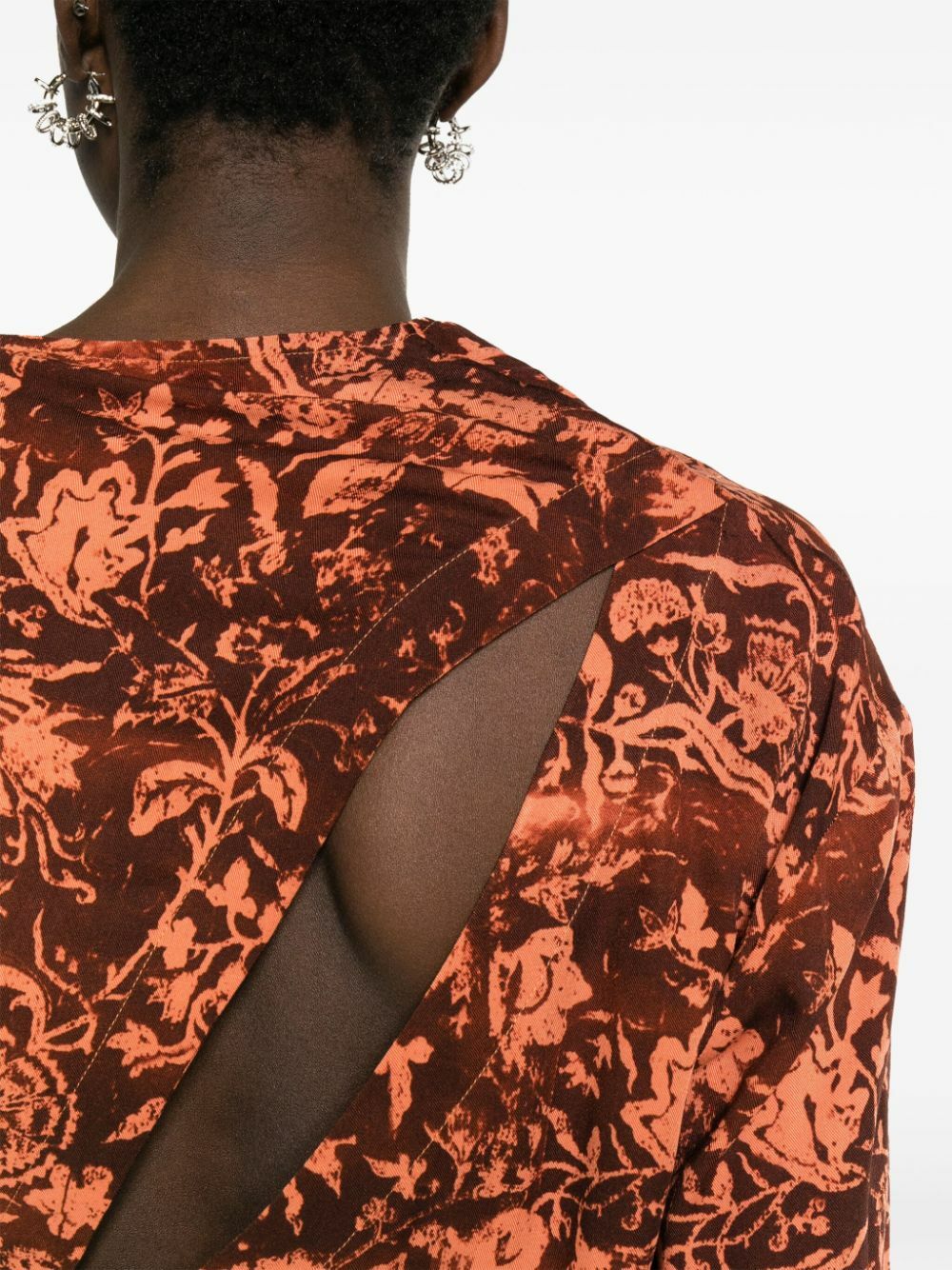 Jade Cropper Brown Wilted Flowers-Print Blouse