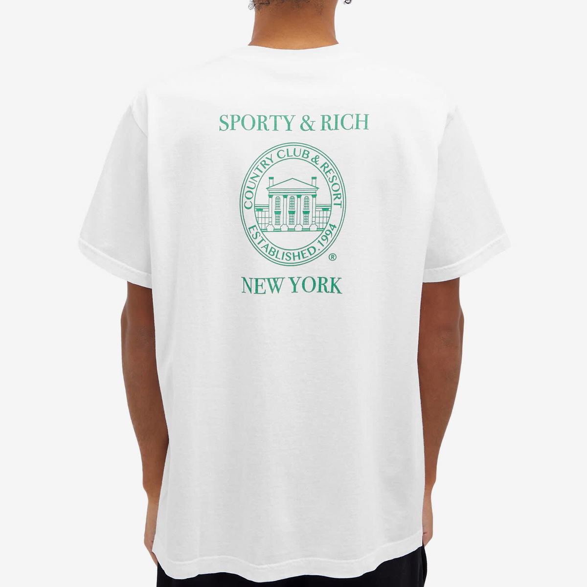 Sporty & Rich NY Resort T-Shirt in White/Verde Sporty & Rich