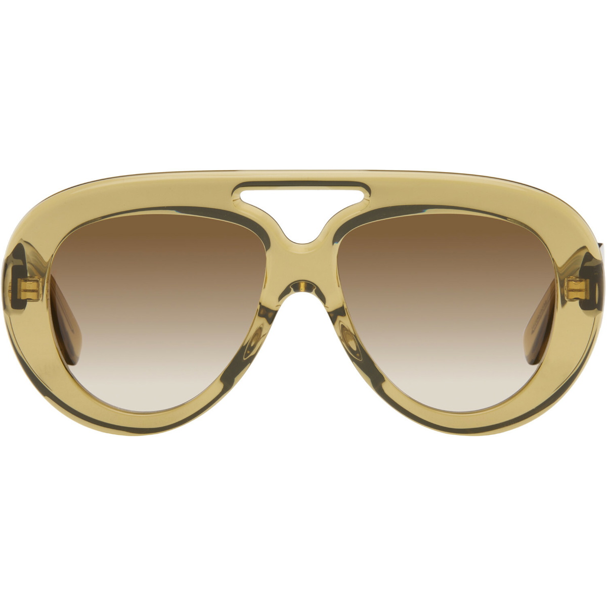LOEWE Yellow Curvy Logo Aviator Sunglasses