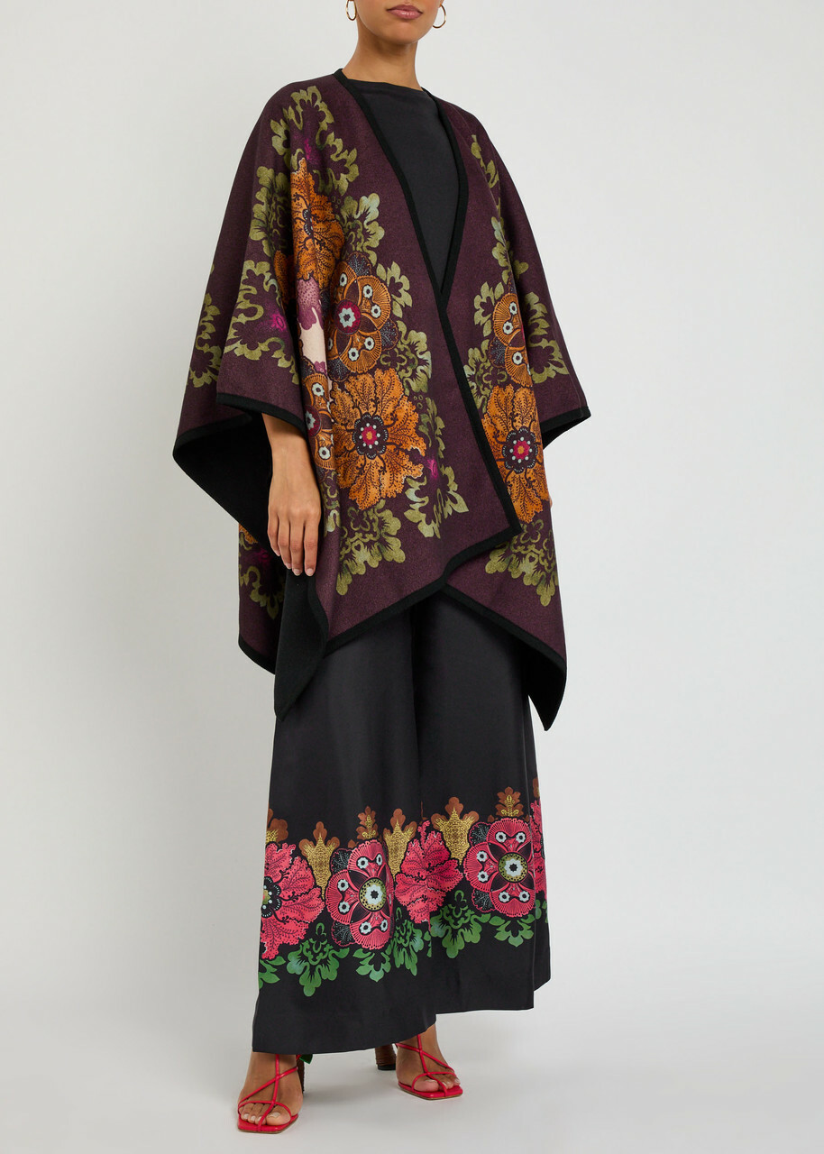 LA Double J Patterned-intarsia Wool Poncho - Multicoloured - One Size