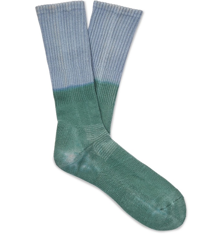 Photo: Mr P. - Tie-Dyed Cotton-Blend Socks - Blue