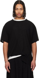 YOHJI YAMAMOTO Black Asymmetric Short Sleeve T-shirt