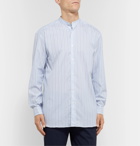 Charvet - Grandad-Collar Striped Cotton-Poplin Shirt - Blue