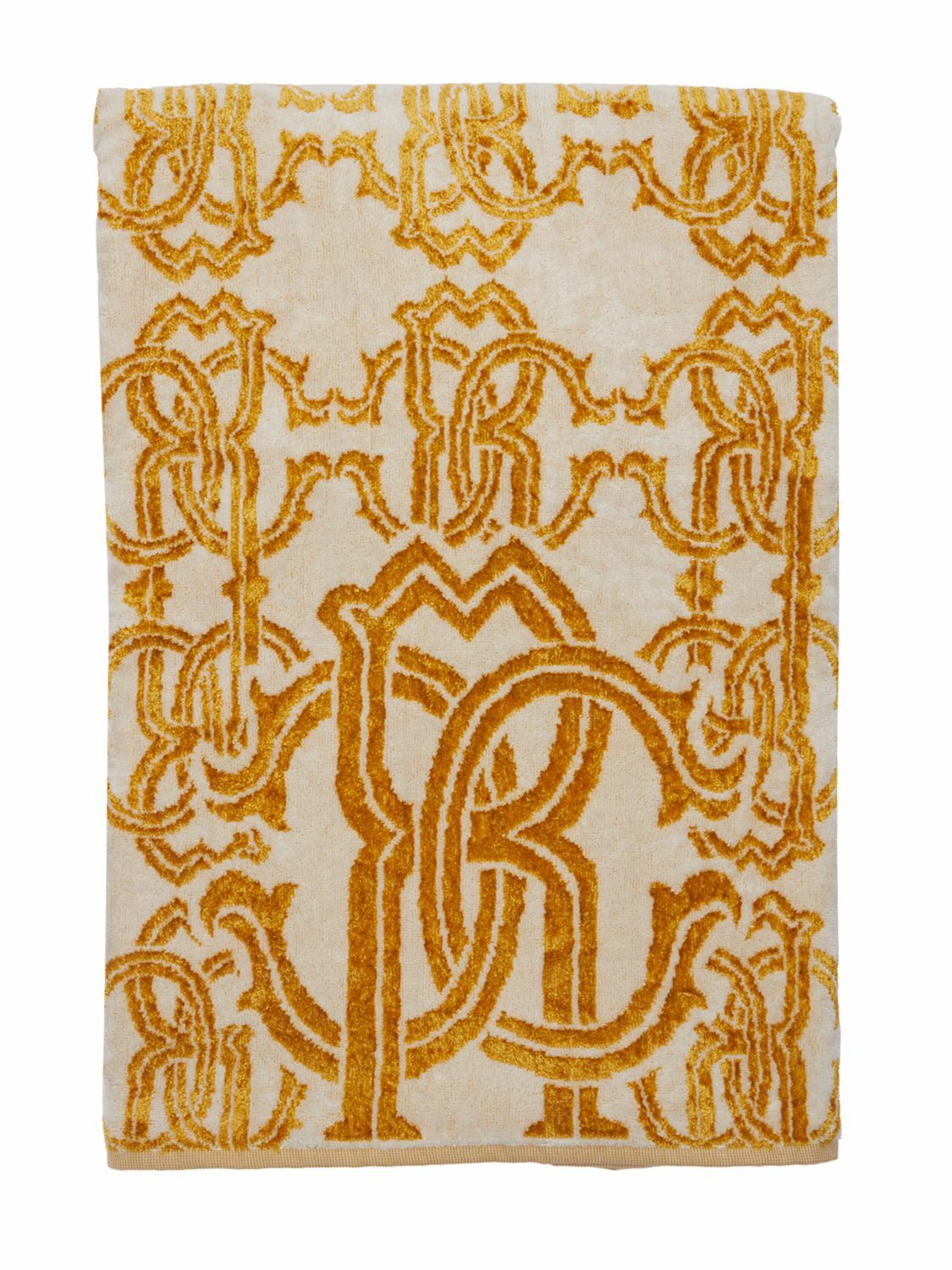 ROBERTO CAVALLI Logo Gold Cotton Blend Towel