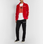 Palm Angels - Slim-Fit Logo-Print Webbing-Trimmed Cotton-Blend Velvet Track Jacket - Red