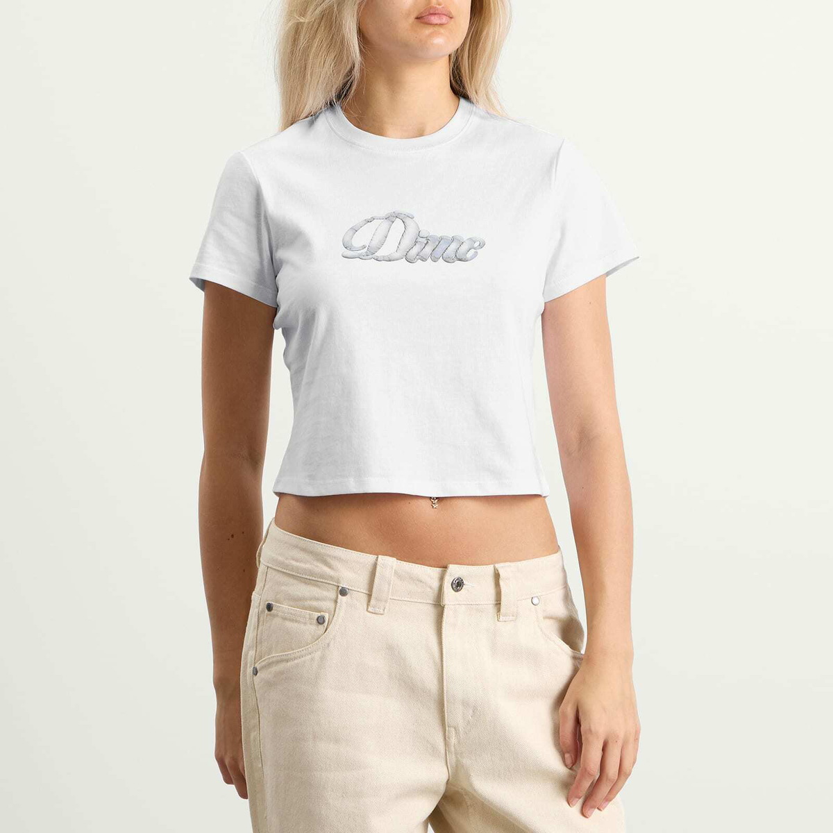 Dime Women's Cursive Denim T-Shirt in White