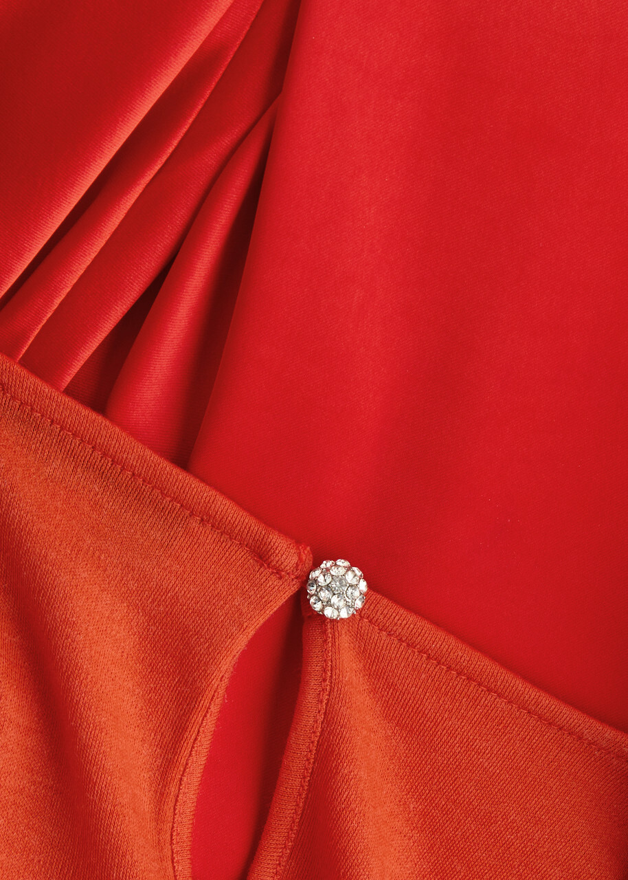 Stine Goya Wool and Satin Midi Dress Orange