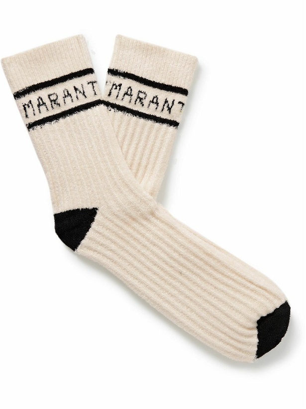 Photo: Marant - Linden Logo-Intarsia Brushed Ribbed-Knit Socks