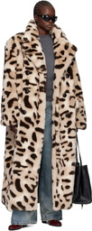 VAQUERA Beige & Brown Leopard Faux-Fur Coat