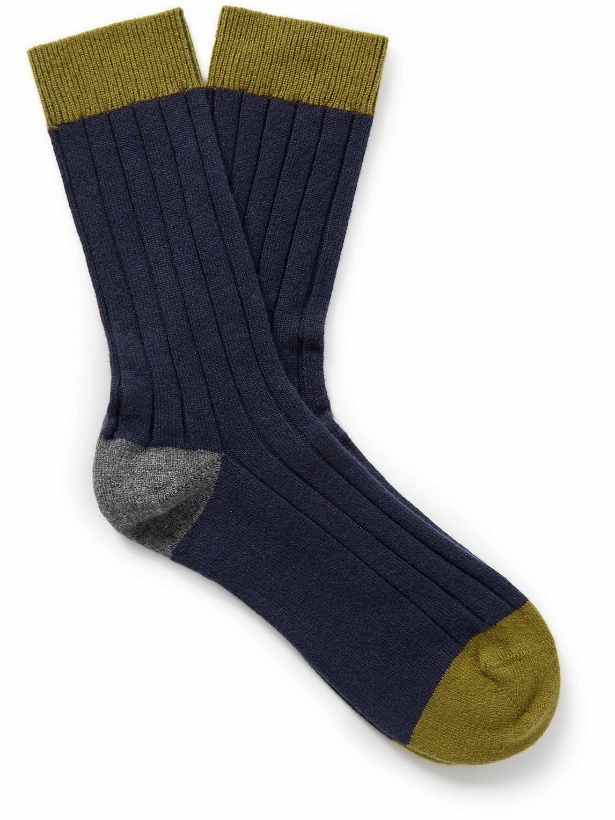 Photo: Johnstons of Elgin - Colour-Block Ribbed Cashmere Socks - Multi