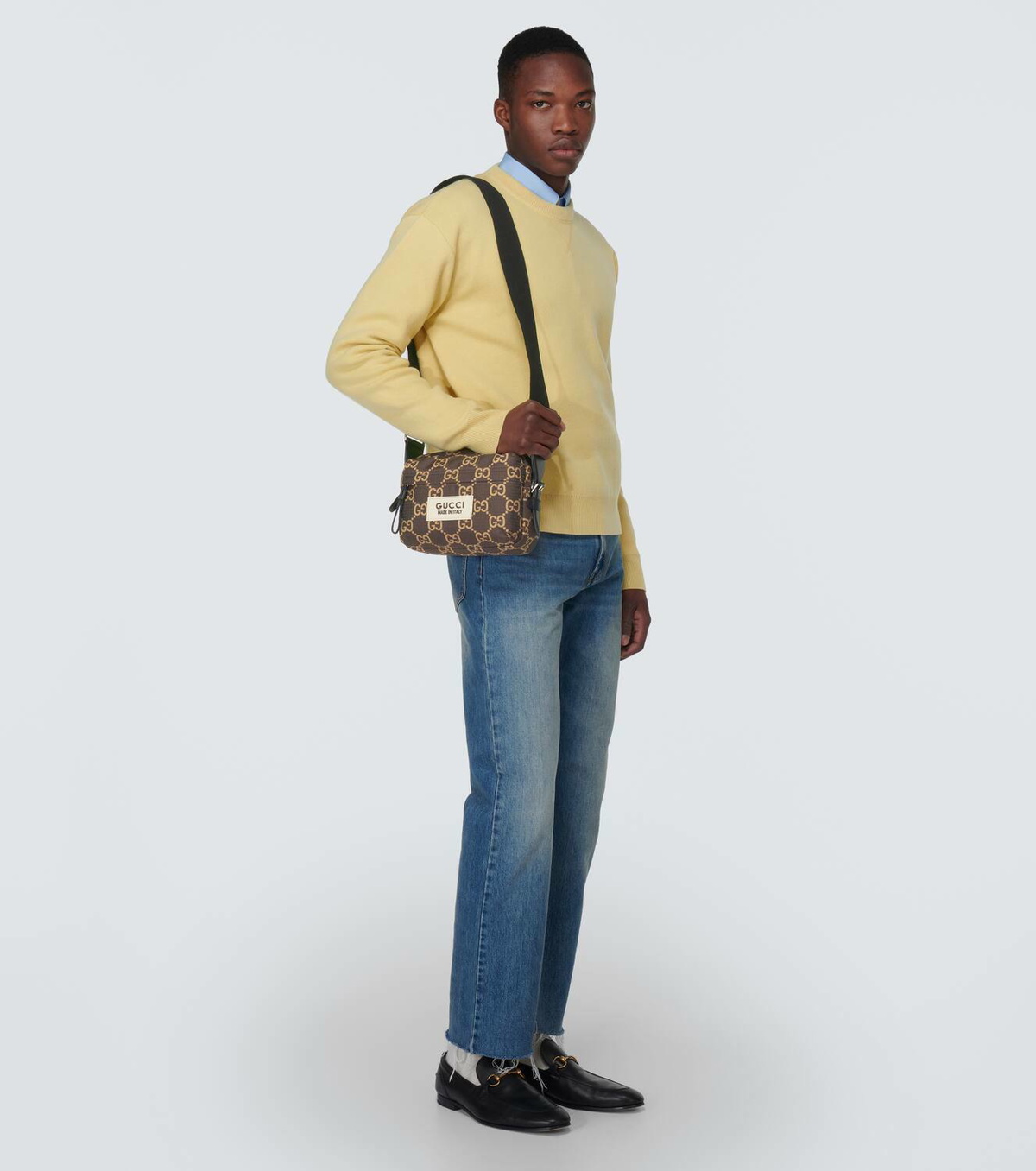 【GUCCI】GG MEDIUM CROSSBODY BAG GG Emblem medium crossbody bag in black fabric | GUCCI® US